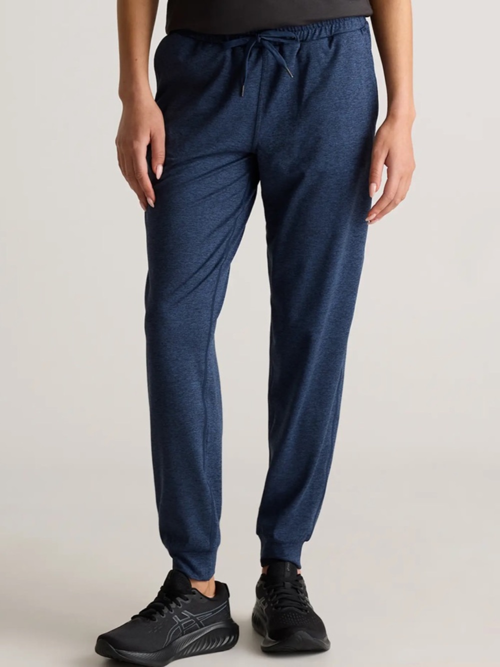 NWOT Quince Heathered Navy Joggers with Drawstring Waist